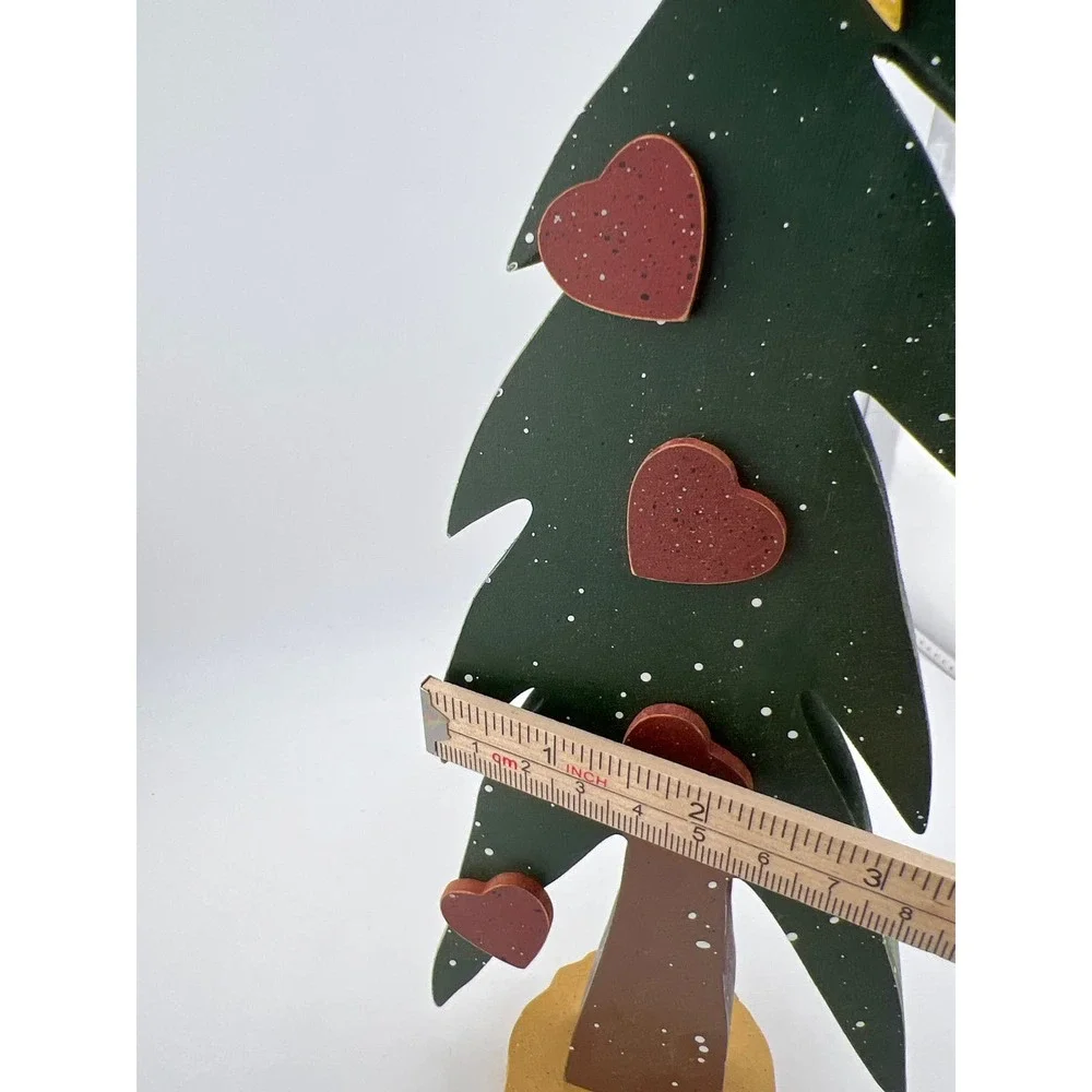 Wooden Christmas‎ Tree Vintage Hand Painted Hearts Stars Decoration Decor